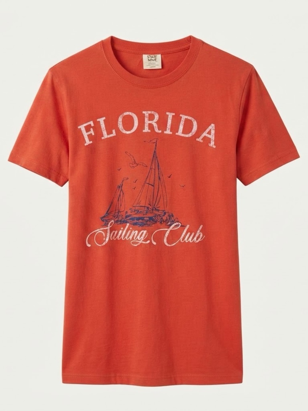 State of Mine Florida Sailing Club T-Shirt Mens Large Red Graphic 100% Cotton
